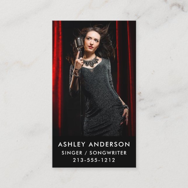 Tarjeta De Visita Promo lleno de la foto del músico del cantante (Anverso)
