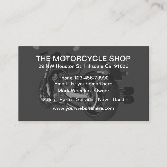 Tarjeta De Visita Promoción del negocio del tema de la motocicleta (Anverso)