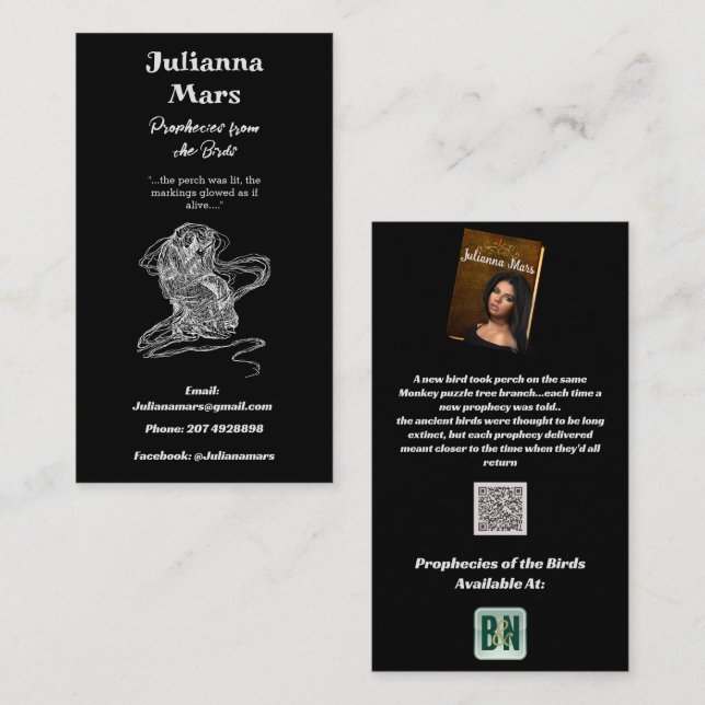 Tarjeta De Visita Promocional de autor blanco negro (Anverso / Reverso)