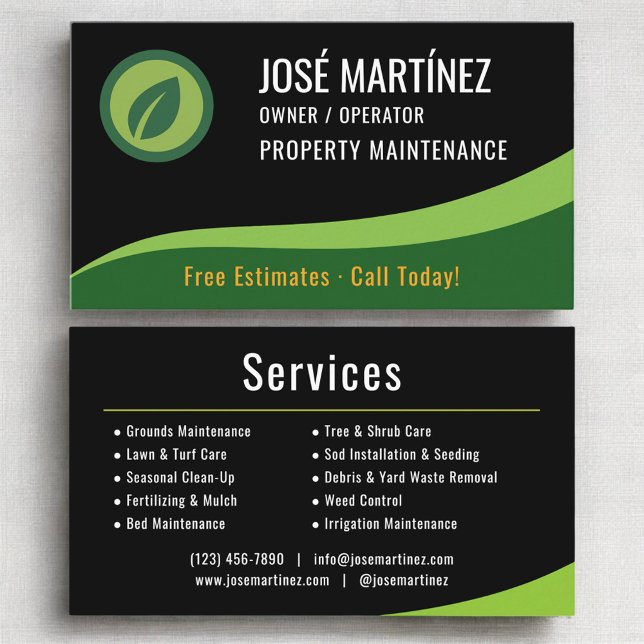 Tarjeta De Visita Property Maintenance Landscaping Lawn Service (Subido por el creador)