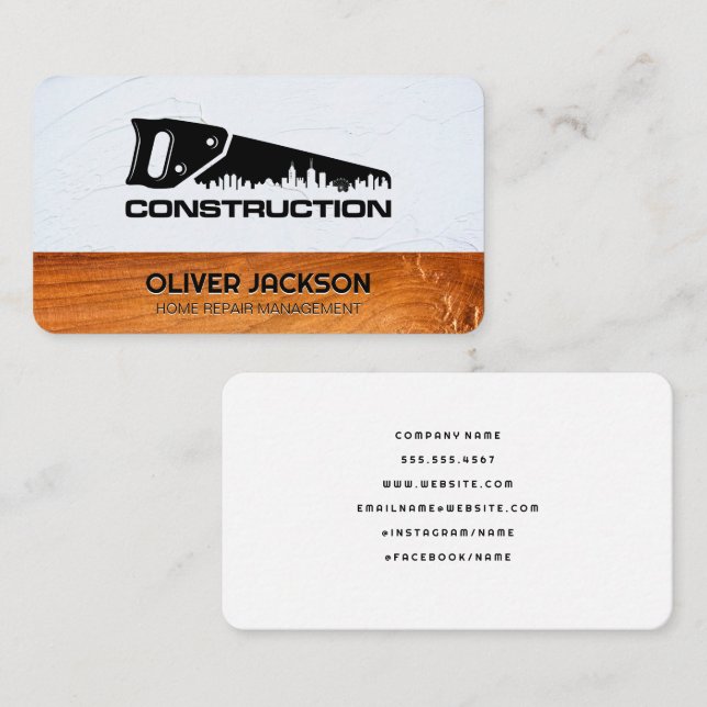 Tarjeta De Visita Propiedad de construcción | Línea de la ciudad (Anverso / Reverso)