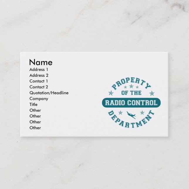 Tarjeta De Visita Propiedad del departamento del control de radio (Anverso)