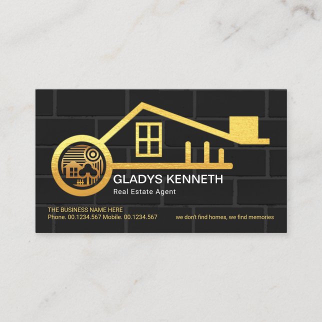 Tarjeta De Visita Propiedad inmobiliaria Gold New Home Key (Anverso)