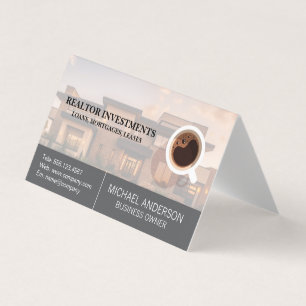 Tarjeta De Visita Propiedad inmobiliaria   Taza de café
