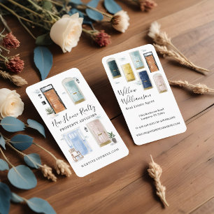 Tarjeta De Visita Propiedad inmobiliario de acuarela de puertas dela