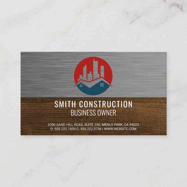 Tarjeta De Visita Propiedad inmobiliario | Madera Metalizado | Const (Anverso)