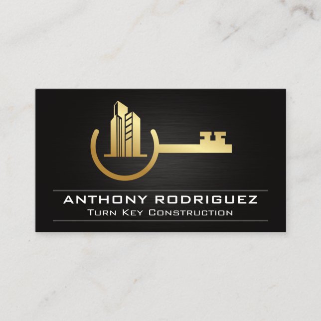 Tarjeta De Visita Propiedades clave metal dorado | Estructura (Anverso)