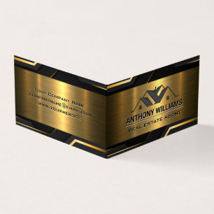 Tarjeta De Visita Propiedades de bienes raíces   Negro dorado