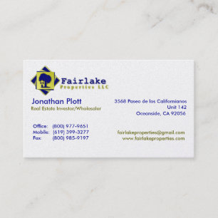 Tarjeta De Visita Propiedades de Fairlake: Profesional