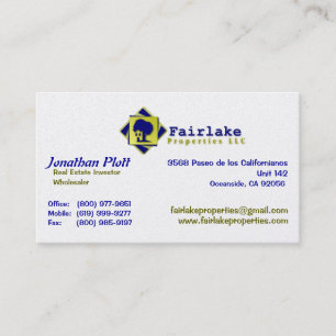 Tarjeta De Visita Propiedades de Fairlake: Profesional