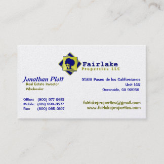 Tarjeta De Visita Propiedades de Fairlake: Profesional