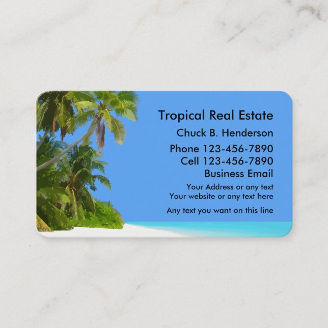 Tarjeta De Visita Propiedades inmobiliarias de la playa (Anverso)