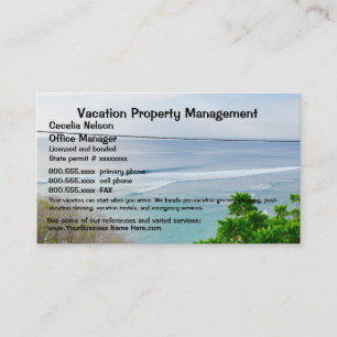 Tarjeta De Visita Propiedades inmobiliarias de las vacaciones de la