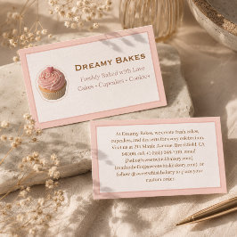 Tarjeta De Visita Propietaria de Panadería de Cupcakes Rosados Estét