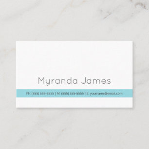 Tarjeta De Visita Propietario de Negocio Minimal Aqua