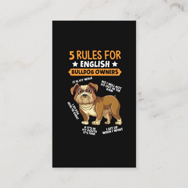 Tarjeta De Visita Propietario del Bulldog inglés Mascota humorístico (Anverso)