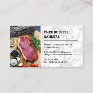 Tarjeta De Visita Propietario del restaurante   Cena de carne   Chef
