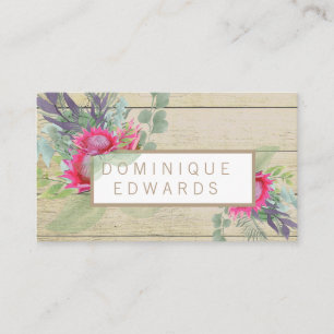 Tarjeta De Visita Protea acuática Flor Rústica floral