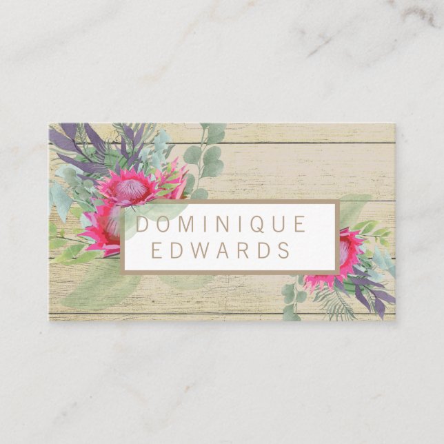 Tarjeta De Visita Protea acuática Flor Rústica floral (Anverso)