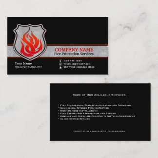 Tarjeta De Visita Protección contra incendios de la protección contr