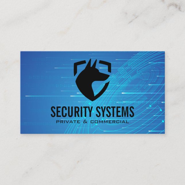 Tarjeta De Visita Protección de Perro de Seguridad | Fondo Tech (Anverso)