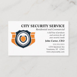 Tarjeta De Visita Protección de seguridad de naranja y Escudo Negro