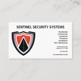 Tarjeta De Visita Protección de Seguridad Escudo Blanco Negro Rojo
