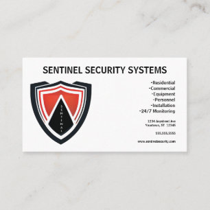 Tarjeta De Visita Protección de Seguridad Escudo Blanco Negro Rojo