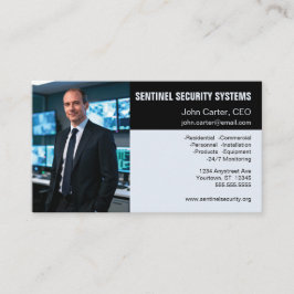 Tarjeta De Visita Protección de seguridad gris y negro en foto
