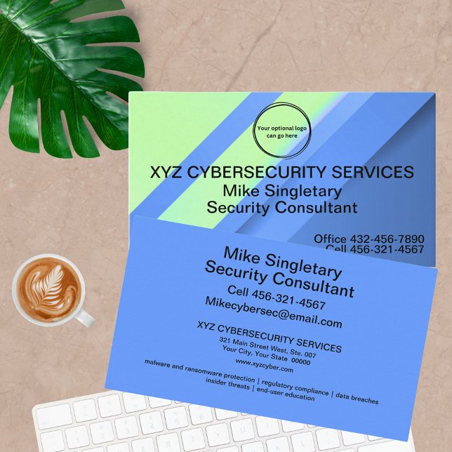 Tarjeta De Visita Protección profesional moderna de la cibersegurida (Elevate your professional image with these eye-catching business cards that showcase your expertise)
