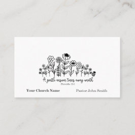 Tarjeta De Visita Proverbs Bible Verse Floral Doodle Church