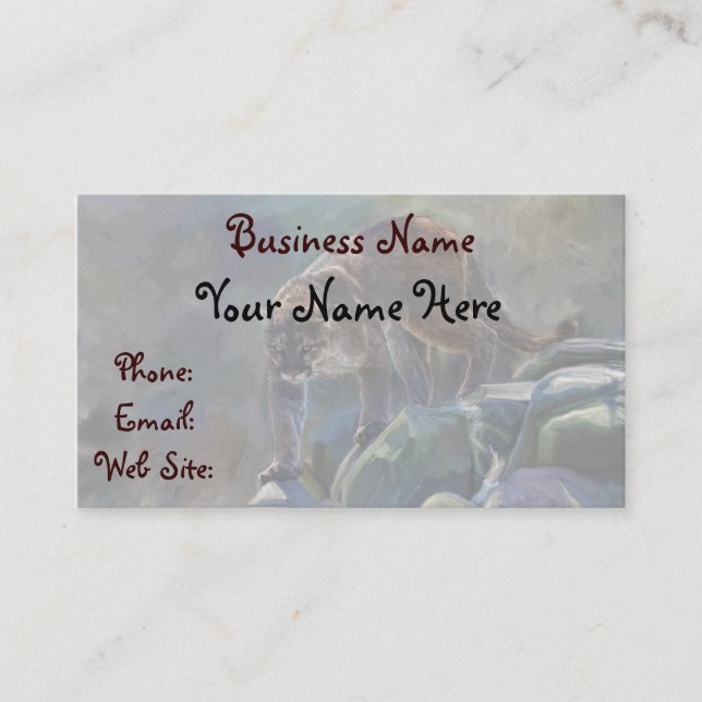 Tarjeta De Visita Prowling Cougar Mountain Lion Art Design (Anverso)