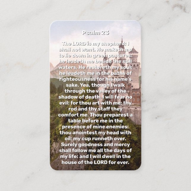 Tarjeta De Visita Psalm 23 Castle Memorial Prayer Card (Anverso)
