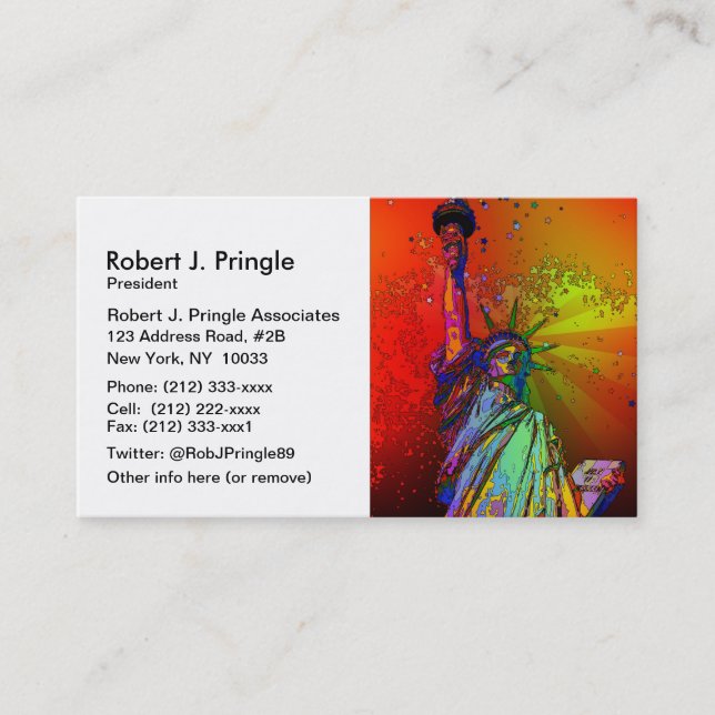 Tarjeta De Visita Psicodelia NYC Arcoiris Estatua de la Libertad 1R (Anverso)