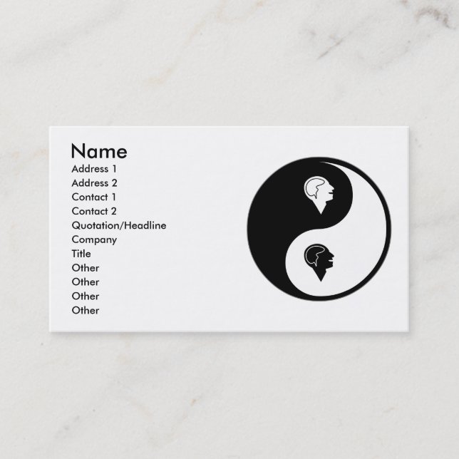 Tarjeta De Visita Psicología de Yin Yang (Anverso)