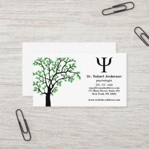 Tarjeta De Visita Psicólogo árbol verde