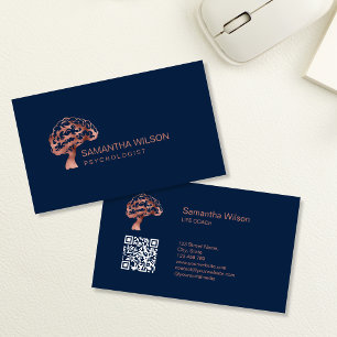 Tarjeta De Visita Psicólogo Cerebro Terapia Psiquiatra Código QR