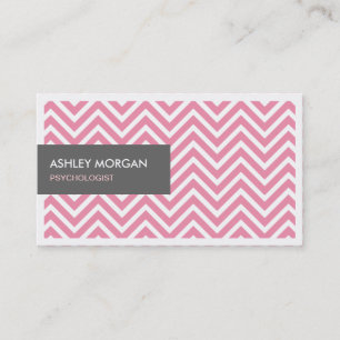 Tarjeta De Visita Psicólogo - Chevron rosa ligero Zigzag