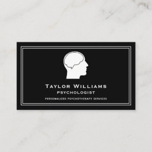 Tarjeta De Visita Psicólogo clínico de salud mental blanco negro
