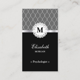Tarjeta De Visita Psicólogo Elegante Patrón de encaje negro