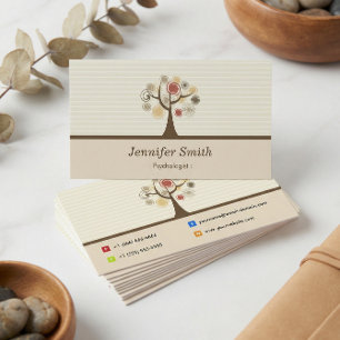 Tarjeta De Visita Psicólogo - Elegante Tema Natural