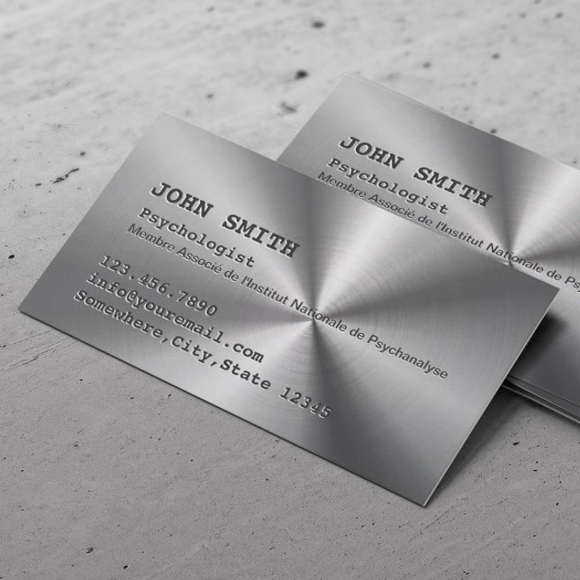 Tarjeta De Visita Psicólogo Faux Stainless Steel Metalizado (Subido por el creador)