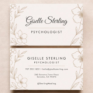 Tarjeta De Visita Psicólogo Floral Botánico 