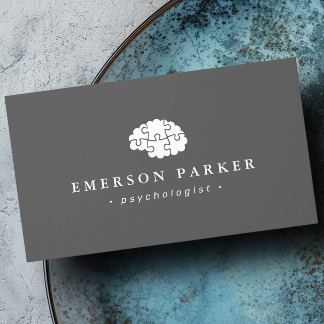 Tarjeta De Visita Psicólogo gris consejero psiquiátrico moderno (Gray psychologist psychiatrist counselor modern business card)