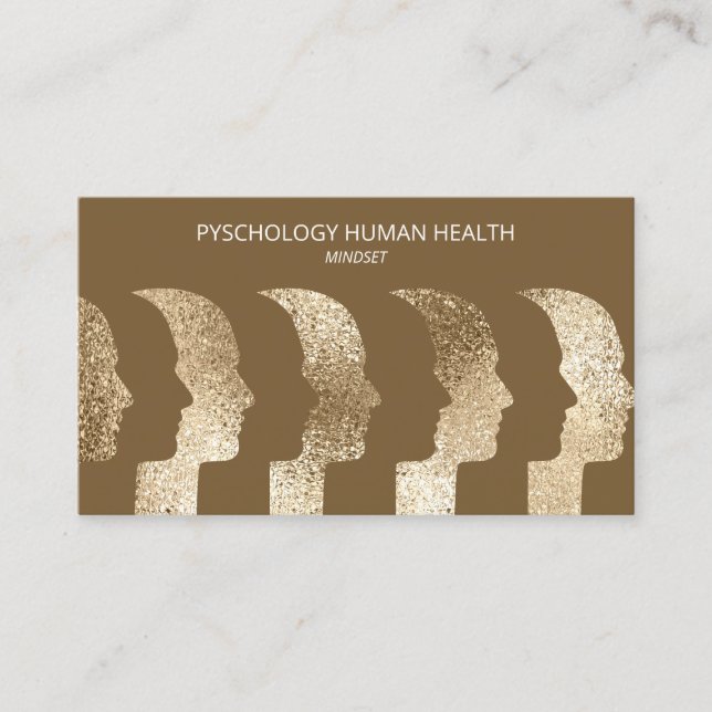 Tarjeta De Visita Psicólogo Humano Rostros Mentalidad Cerebro Humano (Anverso)