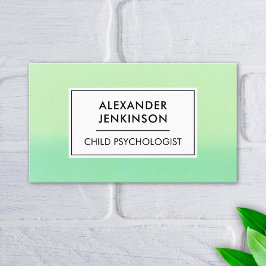 Tarjeta De Visita Psicólogo LCSW Psiquiatra Ombre Verde Moderno