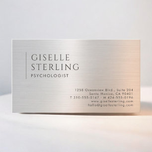 Tarjeta De Visita Psicólogo Metal Platino Bruñido