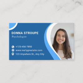 Tarjeta De Visita Psicólogo moderno azul cielo y blanco