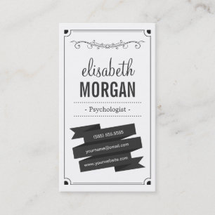 Tarjeta De Visita Psicólogo - Negro retro y blanco