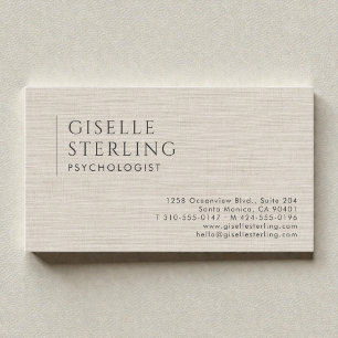 Tarjeta De Visita Psicólogo Neutro Lino Beige